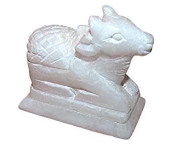 White Marble Stone Shiva Nandi Murti Statue Figurine Idol Sculpture  for Puja Home, Office, Temple, Mandir.