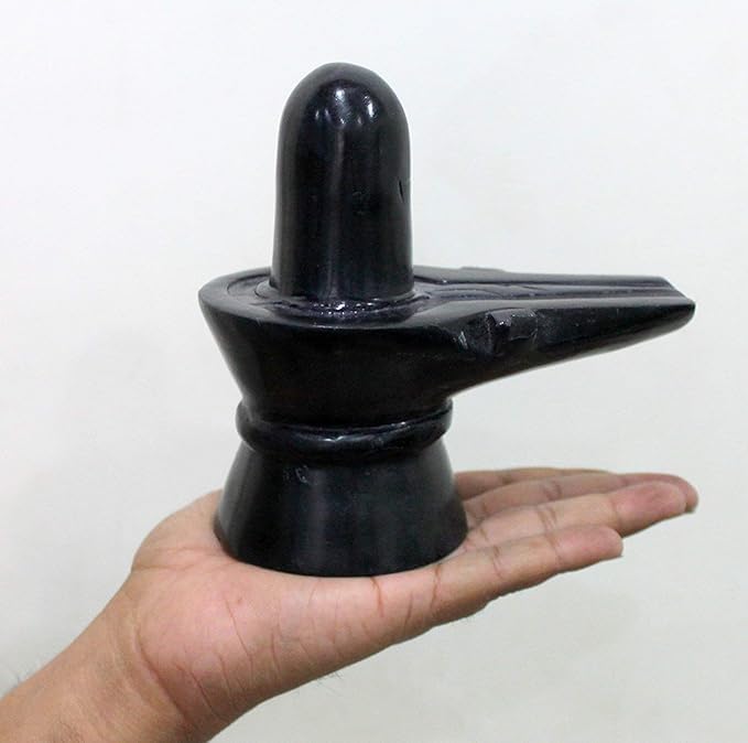 HaridwarDivine Marble Black Stone Shivling || 1 kg Marble Shivling Oval Shap Black Stone Shivlingam for Home Puja, Jalabhishek Shivratri Sawan