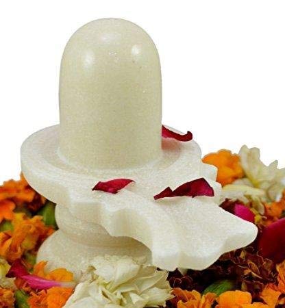 HaridwarDivine White Marble Shivling, Oval Shape, Stone Made, Size  3inch and 100g, Pack of 1 White Marble Shivling in Box