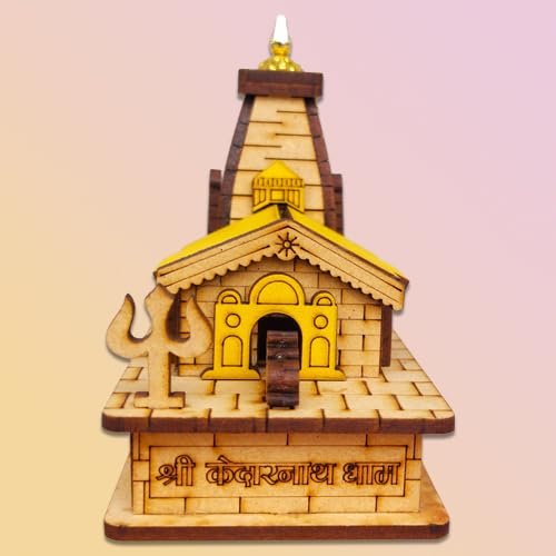 Shree Kedarnath  Temple 3D Miniature  Lord Shiv Ji Car Dashboard ,Home, Office, Decorative Wooden Showpiece (Multicolour )