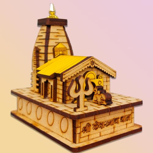 Shree Kedarnath  Temple 3D Miniature  Lord Shiv Ji Car Dashboard ,Home, Office, Decorative Wooden Showpiece (Multicolour )