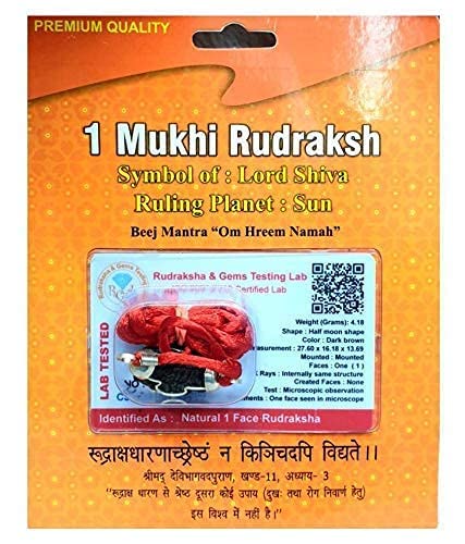 HaridwarDivine  1 Mukhi Rudraksha/Original Ek Mukhi Rudraksha with Lab Certificate/Certified One Face Rudraksha for Spiritual Wear, Gifting