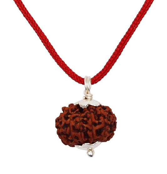 HaridwarDivine 8 Mukhi Rudraksha Nepal Original Certified Unisex Silver Pendant - Brown