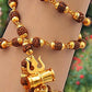 Rudraksha Mala, Golden Om Trishul Damru Pendant, Original Spiritual Shiva Bholenath Religious chain Locket for men and women