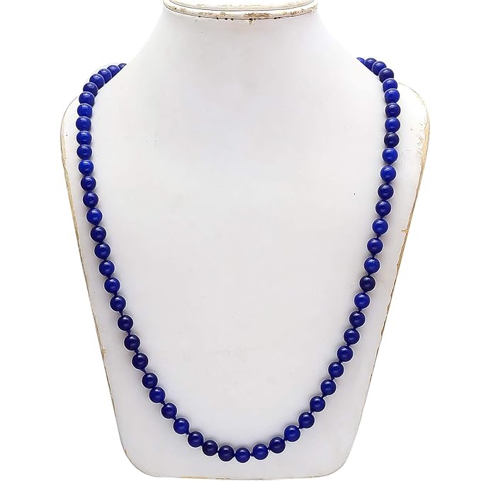 Original Blue Agate Mala  | Hakik Round Beads Hand Knotted Mala (109 Beads) Shani Mantras japa