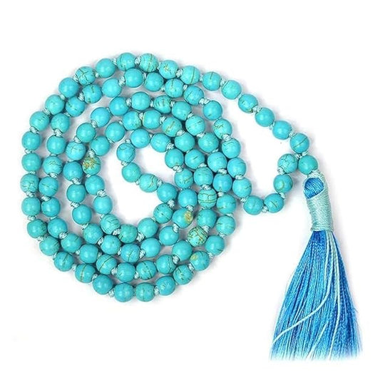 Original & Natural Turquoise/Firoza Hand Knotted Stone Rosary/Mala 108 +1 Beads