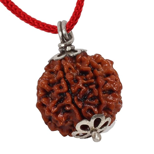 HaridwarDivine 4 Mukhi Nepali Rudraksha Sterling Silver Certified Pendant for Men and Women