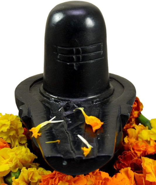 HaridwarDivine Marble Shivling Idol || Lord Shiva Shivalingam 4.5 Inch || Black Stone Shivling for Home Pooja Shivratri Saawan Worship - 500 Gram Medium Size (Marble, Black)