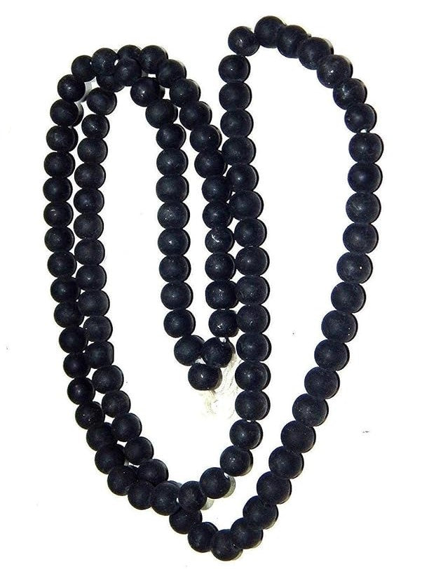 Original Gandaki River Shaligram Mala Black Round Beads Mala from Nepal, Yoga Mala, Earthy Beads