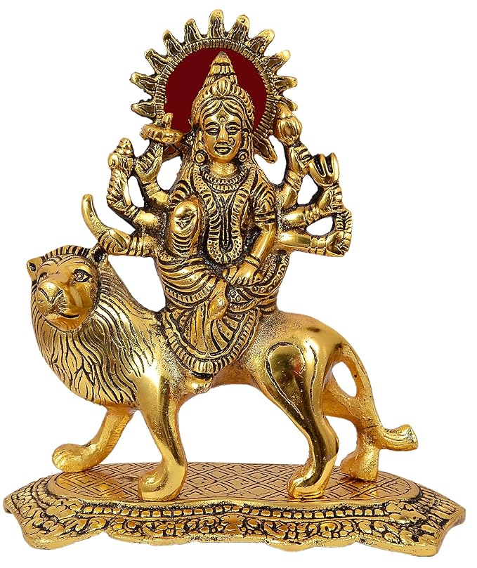 Metal Durga Maa Sherawali Maa Murti for Pooja Room  for Home and Office   Temple Deocrative Showpieces