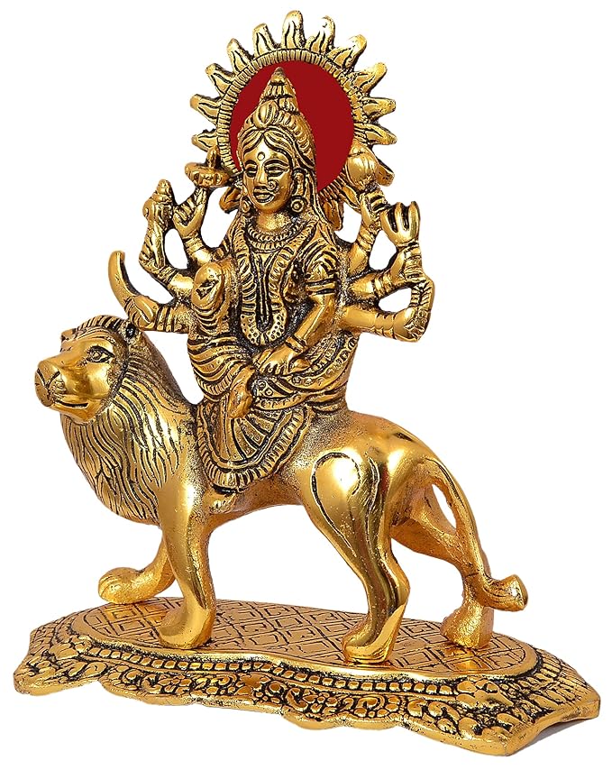 Metal Durga Maa Sherawali Maa Murti for Pooja Room  for Home and Office   Temple Deocrative Showpieces