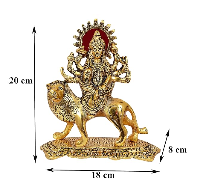 Metal Durga Maa Sherawali Maa Murti for Pooja Room  for Home and Office   Temple Deocrative Showpieces