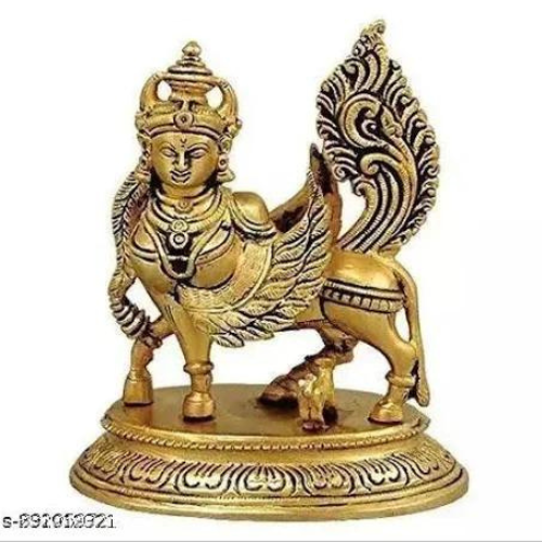 Metal Kamadhenu Cow Statue (Standard , Yellow)