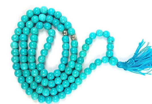 Original & Natural Turquoise/Firoza Hand Knotted Stone Rosary/Mala 108 +1 Beads