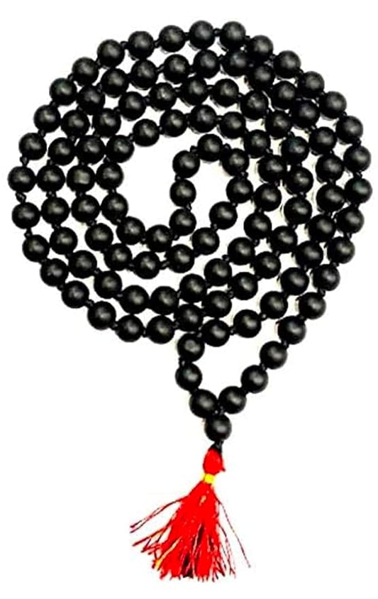 Original Gandaki River Shaligram Mala Black Round Beads Mala from Nepal, Yoga Mala, Earthy Beads